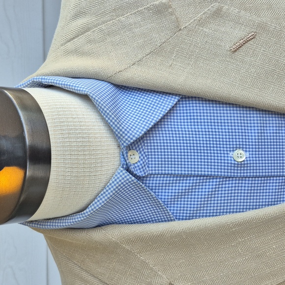 OXXFORD Beige Tan Cream Herringbone Weave Sz 40 S Mens Sport Coat Blazer VTG - Picture 2 of 6